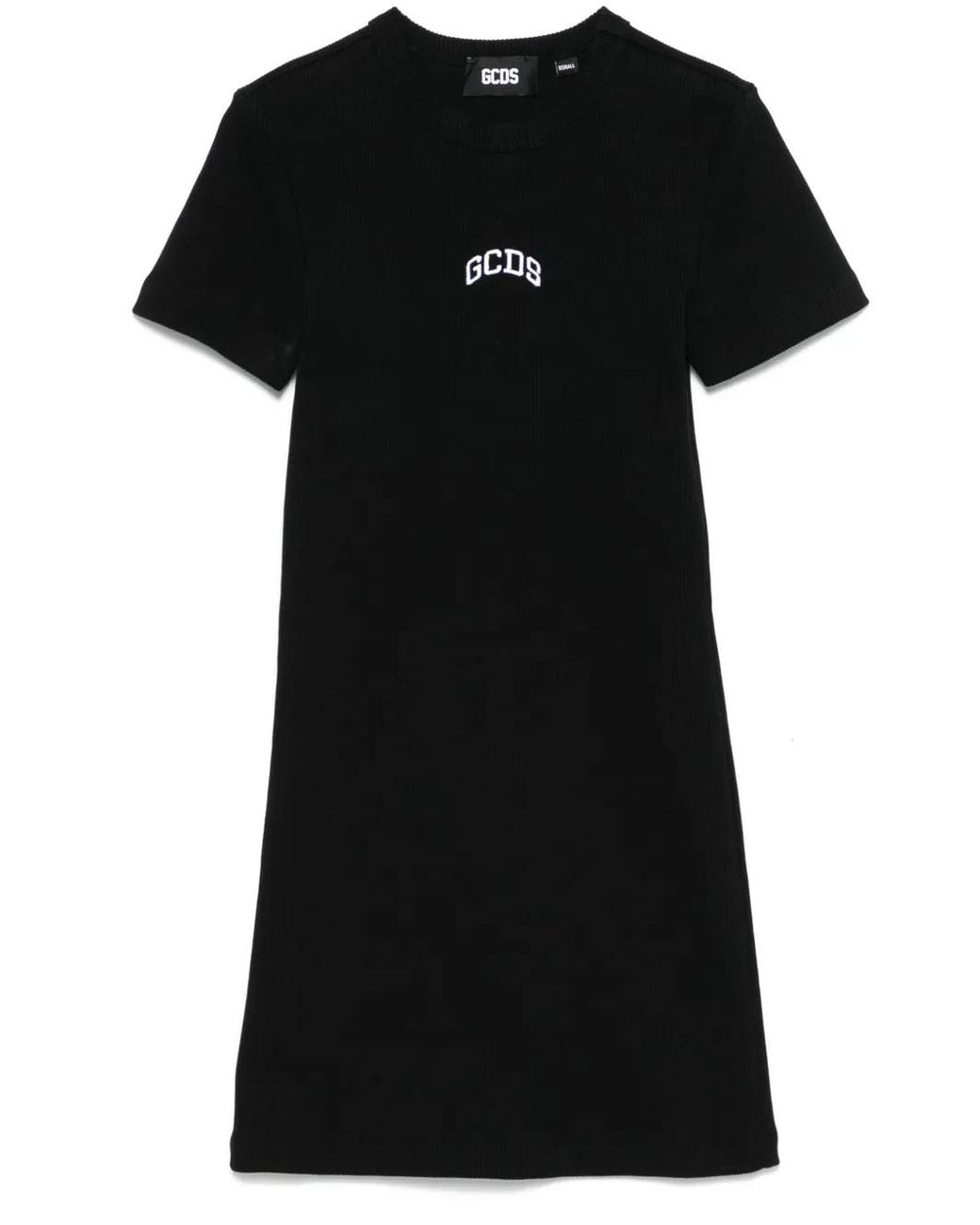 Gcds Black Short Dress With Embroidery