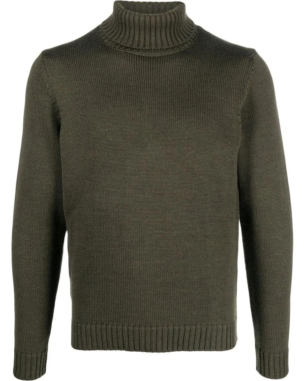 Zanone Green Roll-Neck Wool Sweater for men