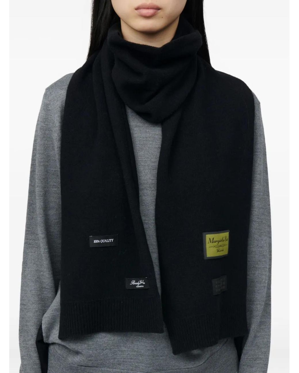 MM6 by Maison Margiela Black Wool-Blend Scarf