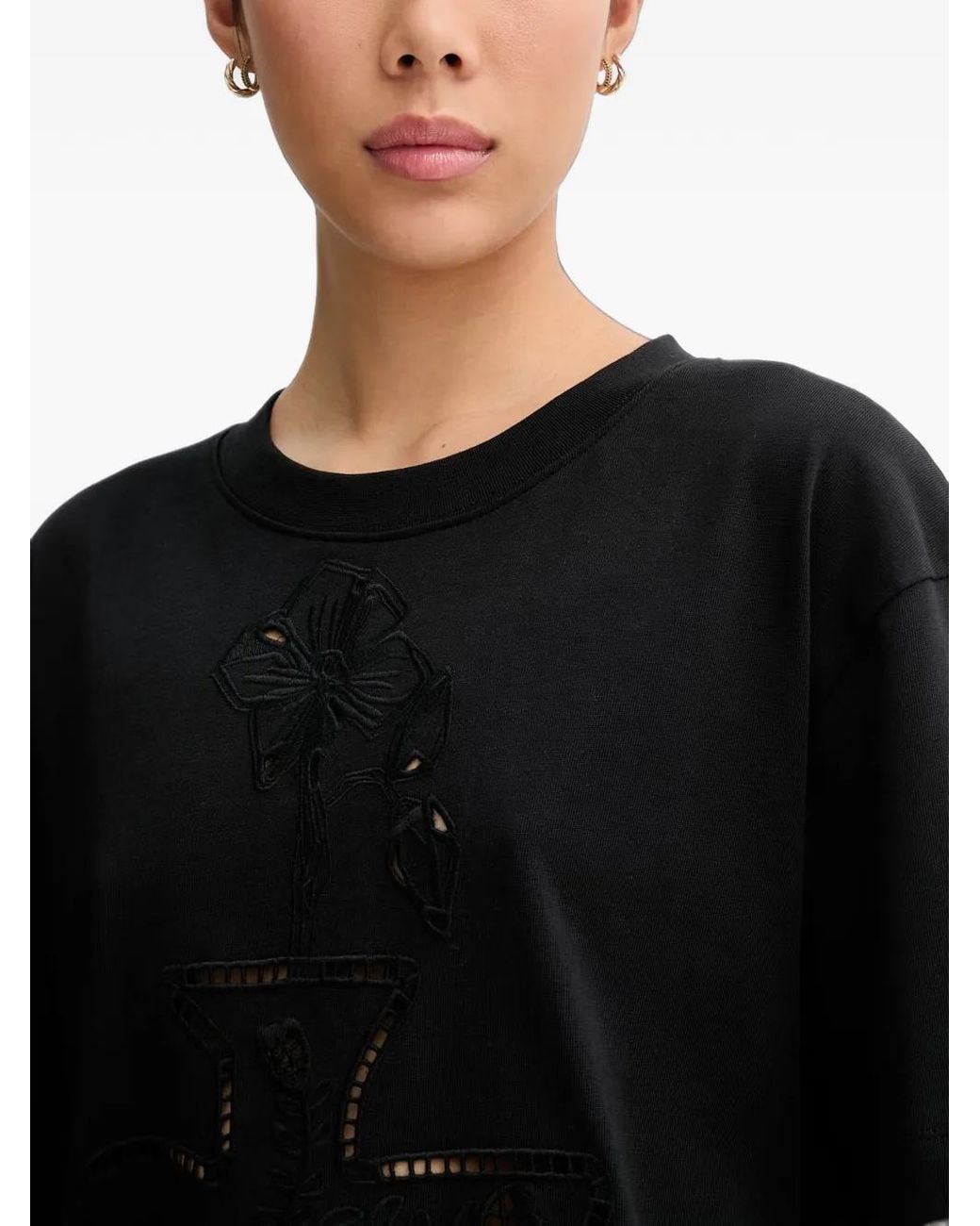 Munthe Black Nellamy Embroidered Cut-Out T-Shirt