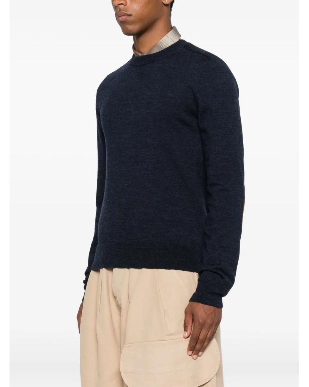 Maison Margiela Black Elbow-Patch Wool Sweater for men