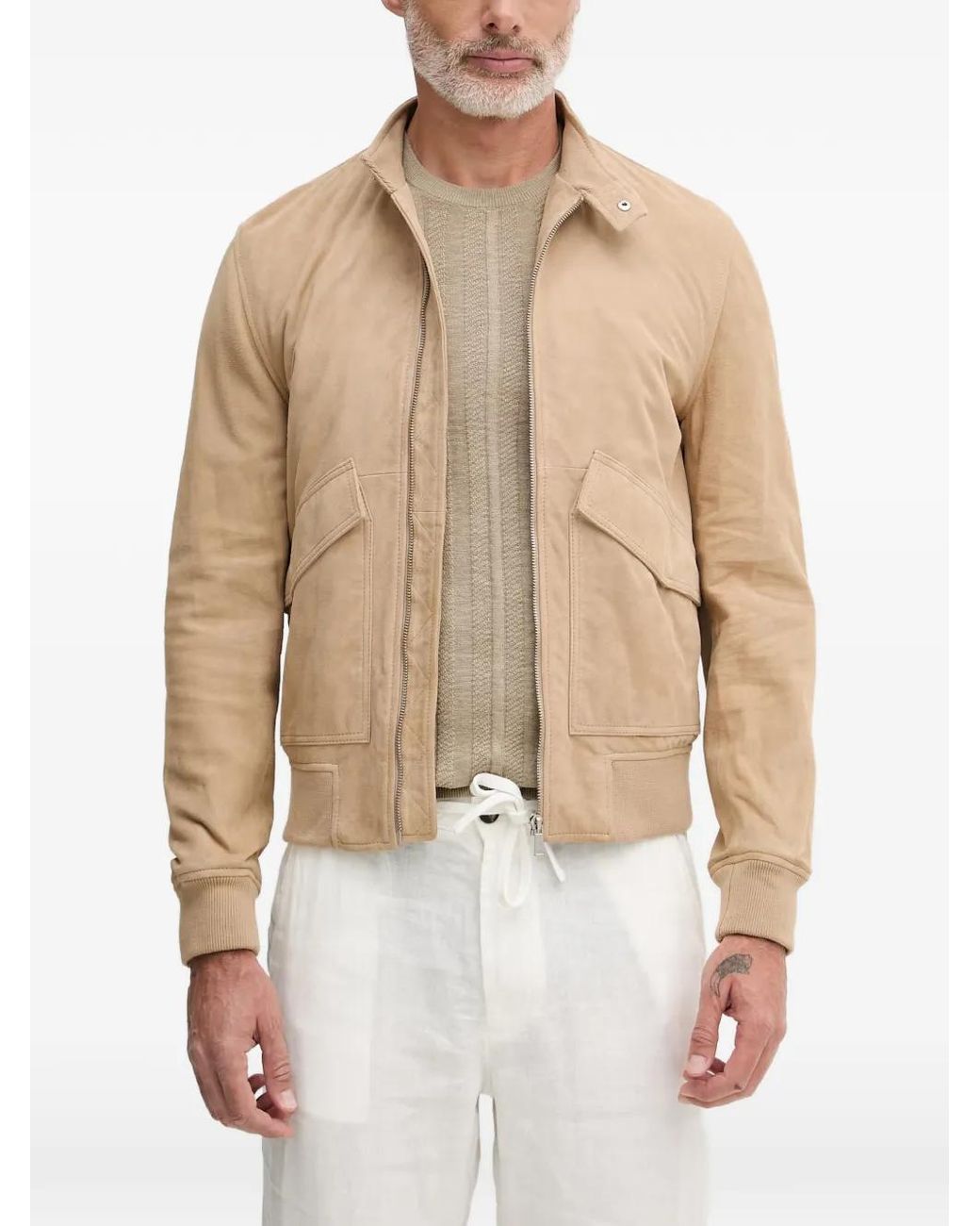 Trussardi Natural Zip-Up Jacket for men