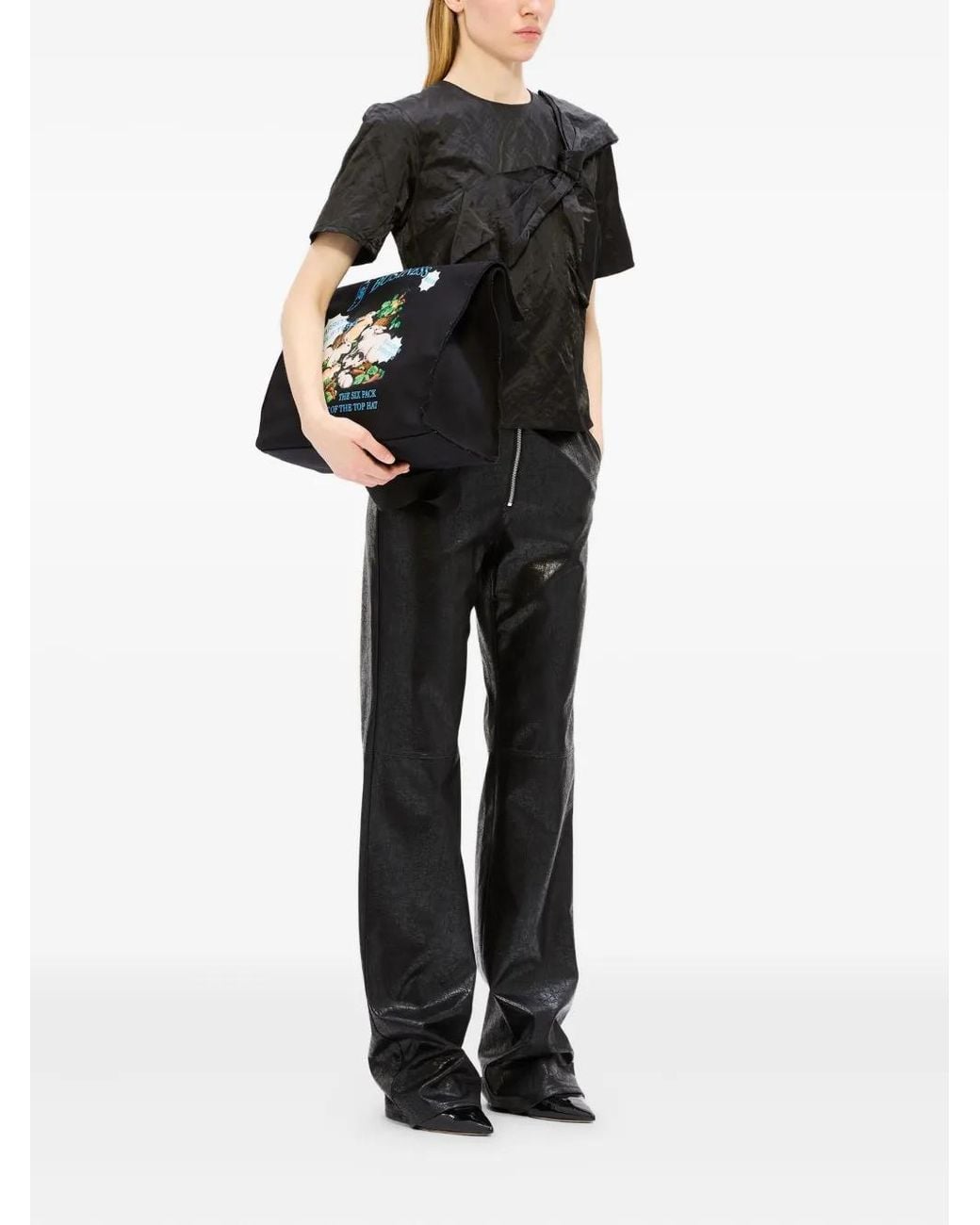 MSGM Black Ruffled Blouse