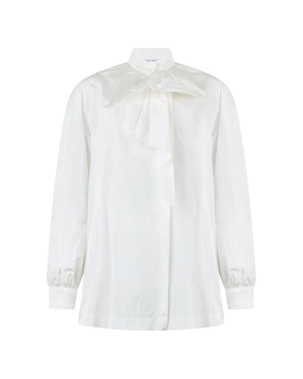 Alberta Ferretti White Bow-Detail Long-Sleeved Shirt