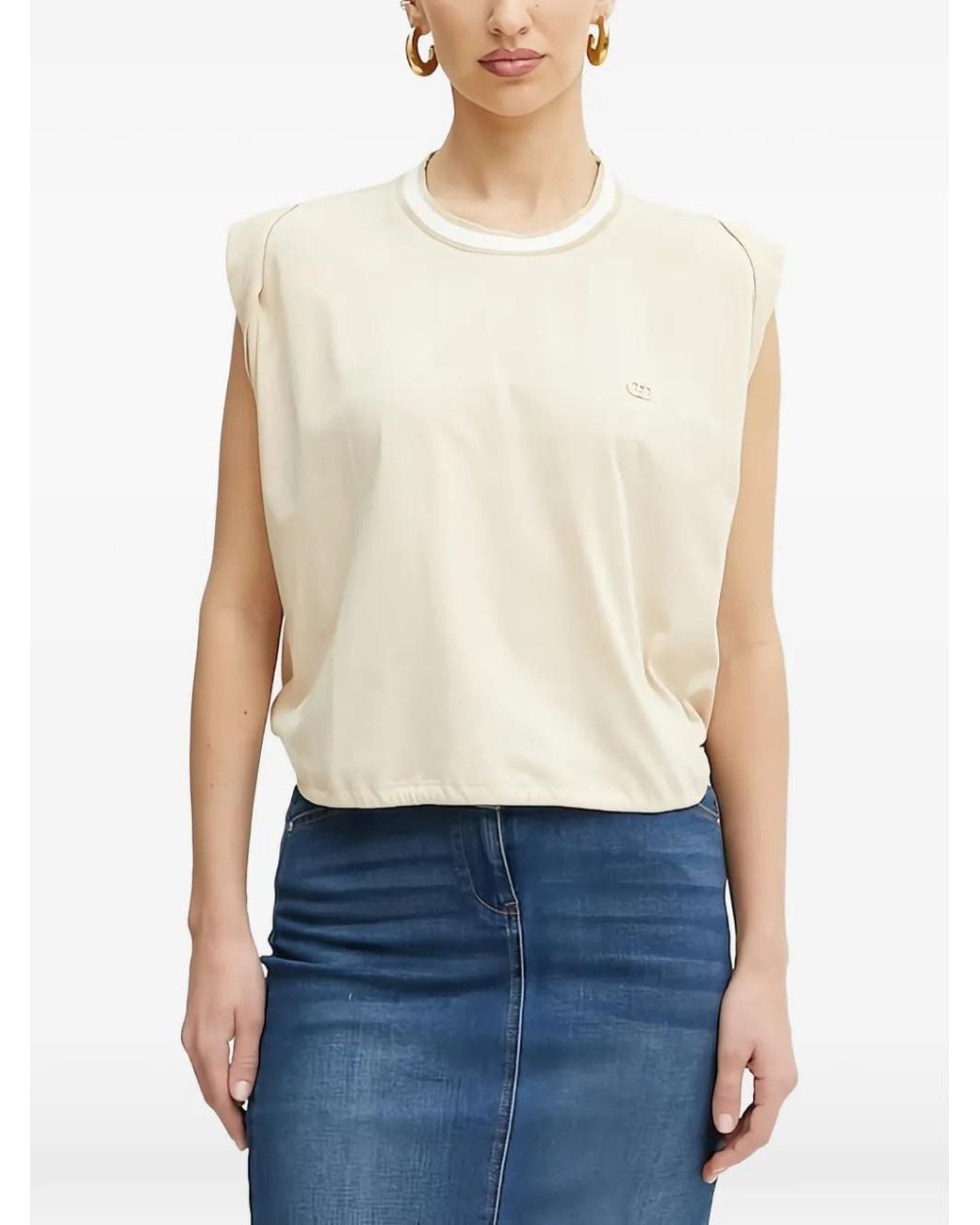 Liu Jo White Padded Shoulders T-Shirt