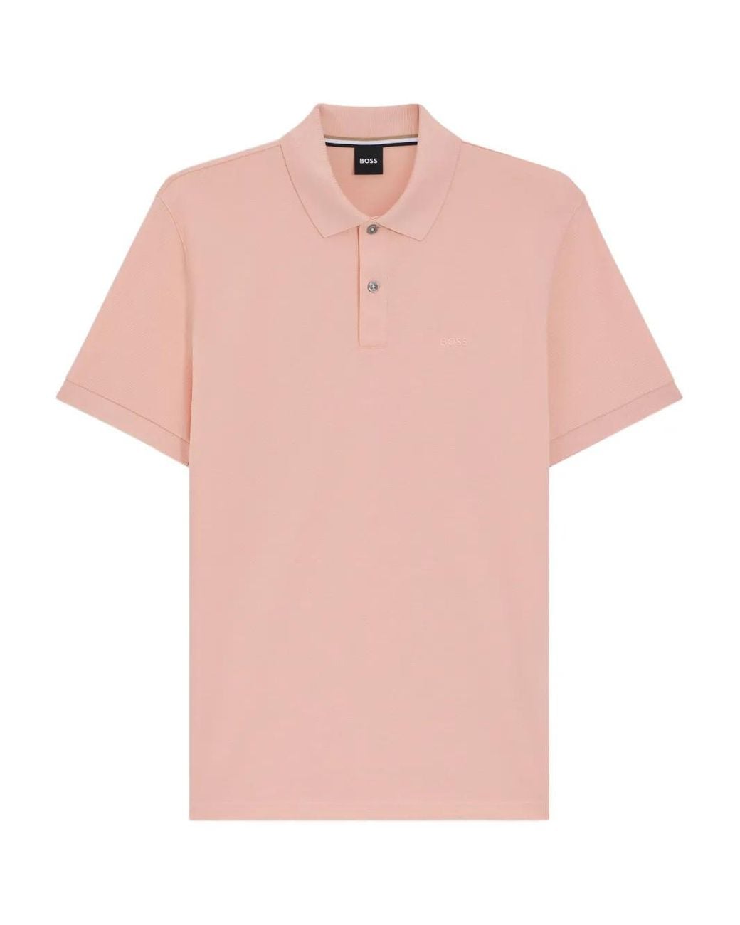Boss Pink Logo-Embroidered Cotton Polo Shirt for men