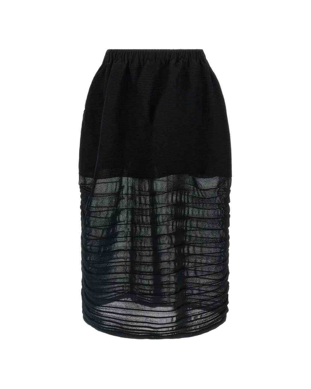 Issey Miyake Black Contrasting Midi Skirt