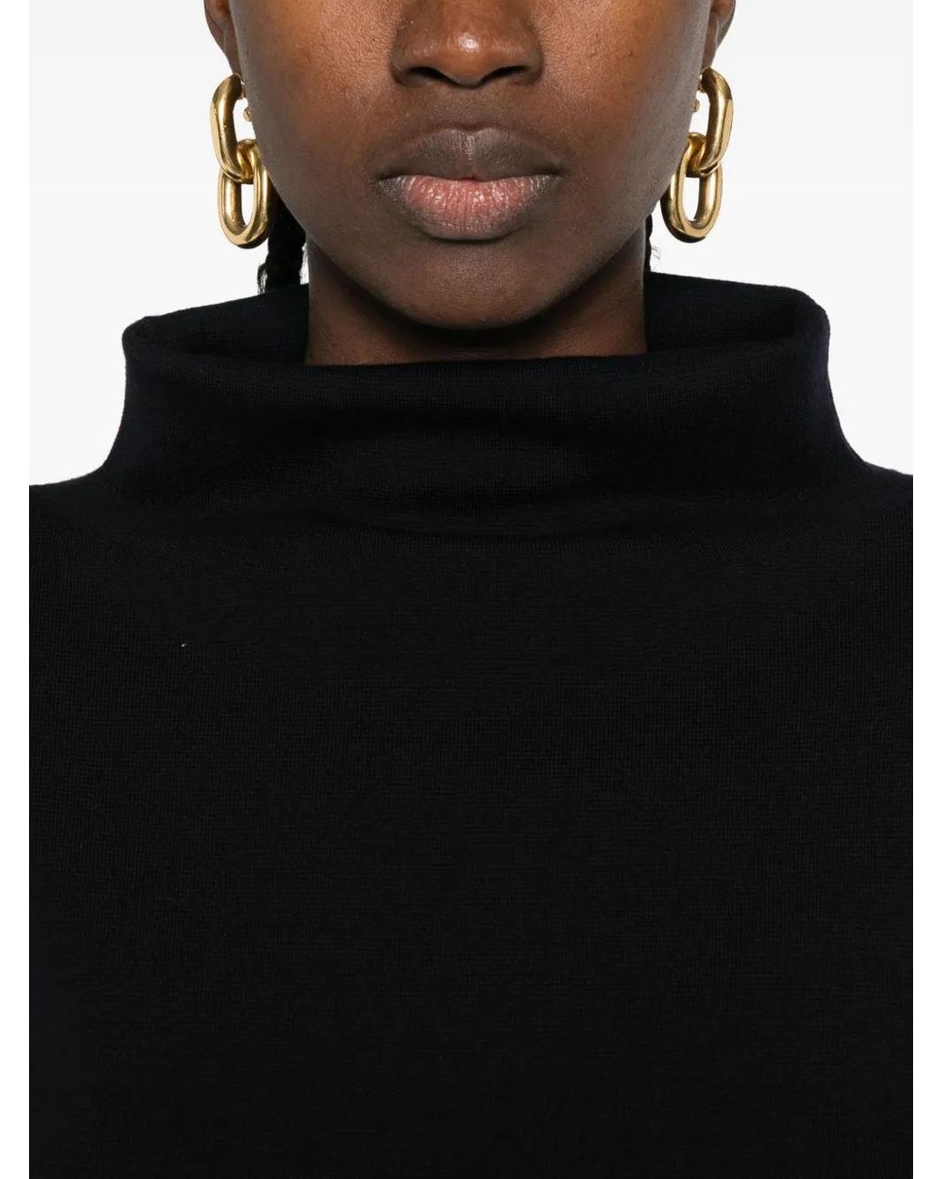 P.A.R.O.S.H. Black High-Neck Long-Sleeve Sweater