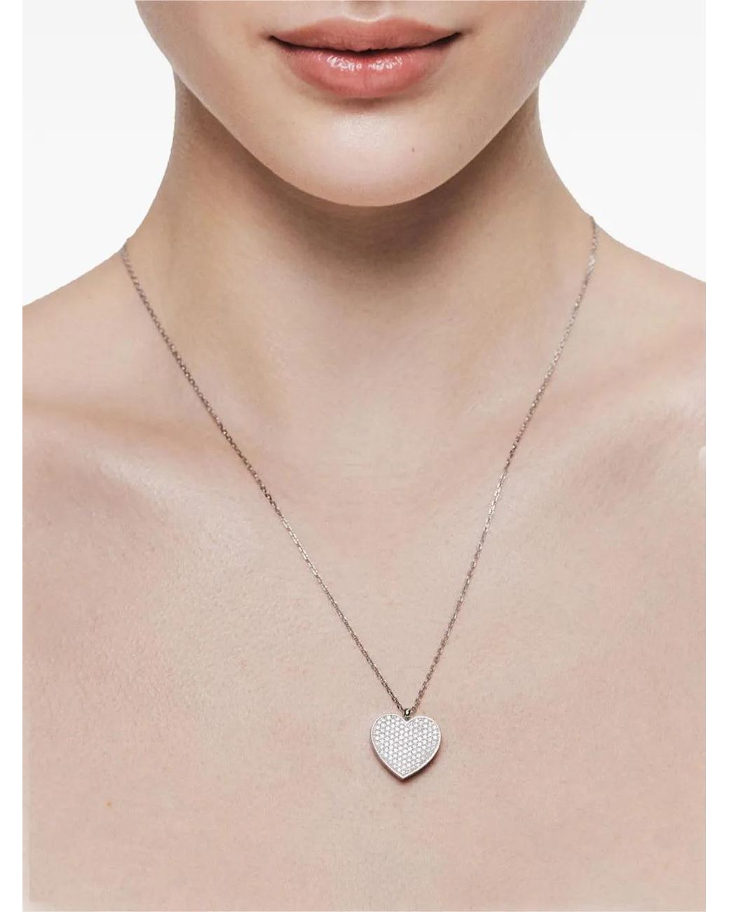 Guzema White Love Diamond Heart Locket Necklace