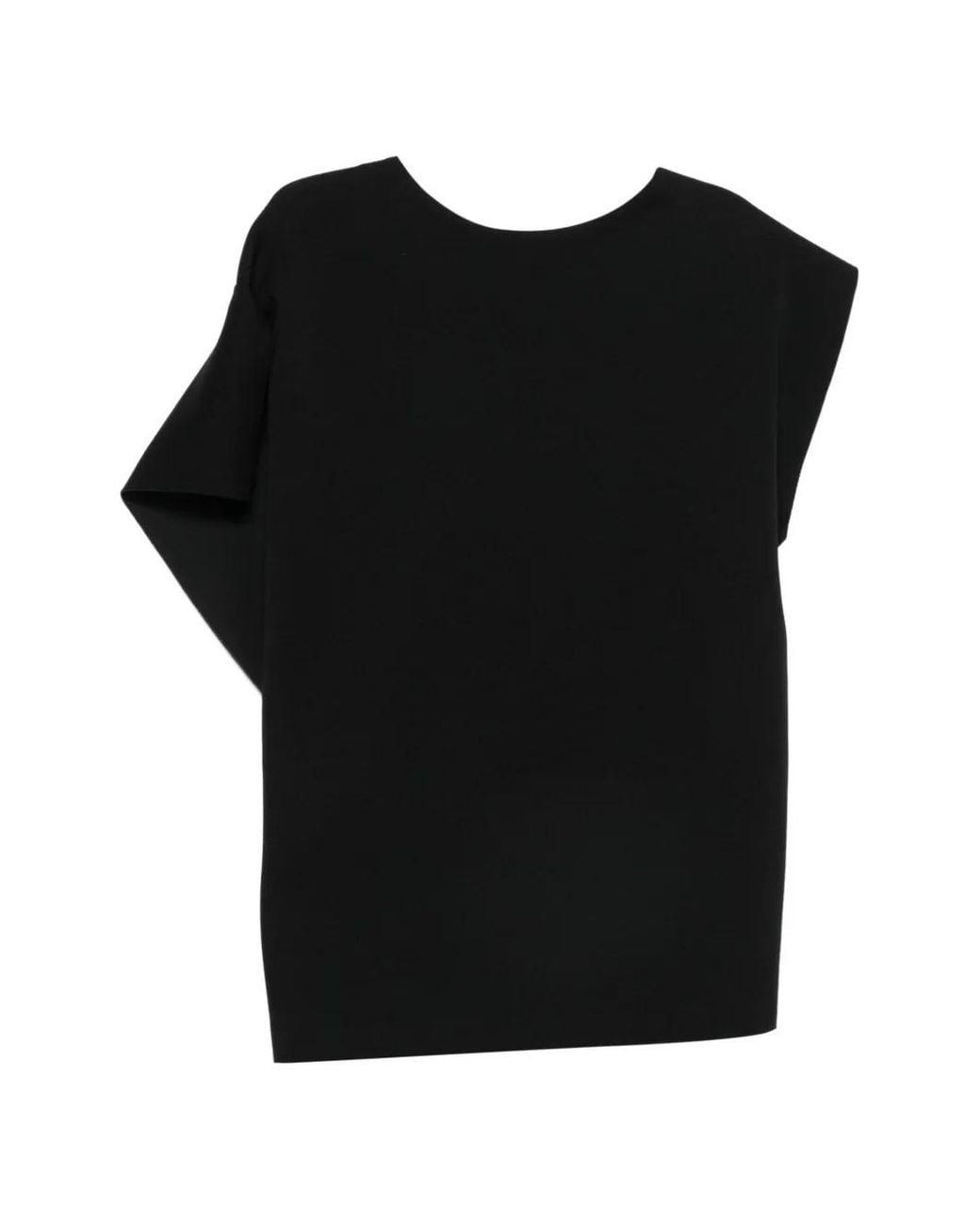 CFCL Black Ac Milan Draped Asymmetric-Sleeve Top