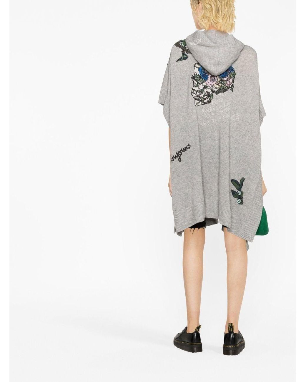 Zadig & Voltaire Inna Embroidered Cashmere Cardigan in Gray | Lyst