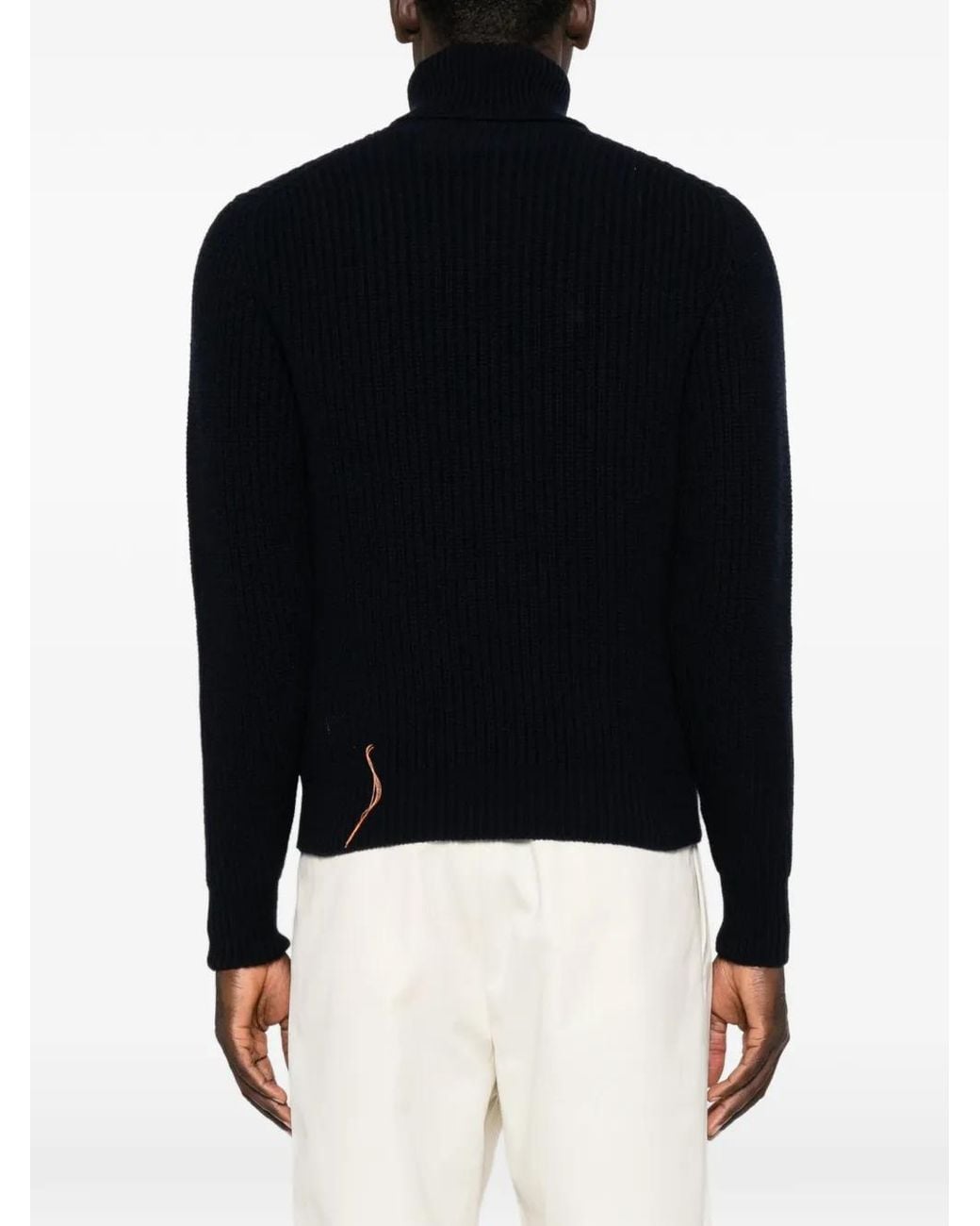 Fortela Black Ribbed-Knit Roll-Neck Sweater for men