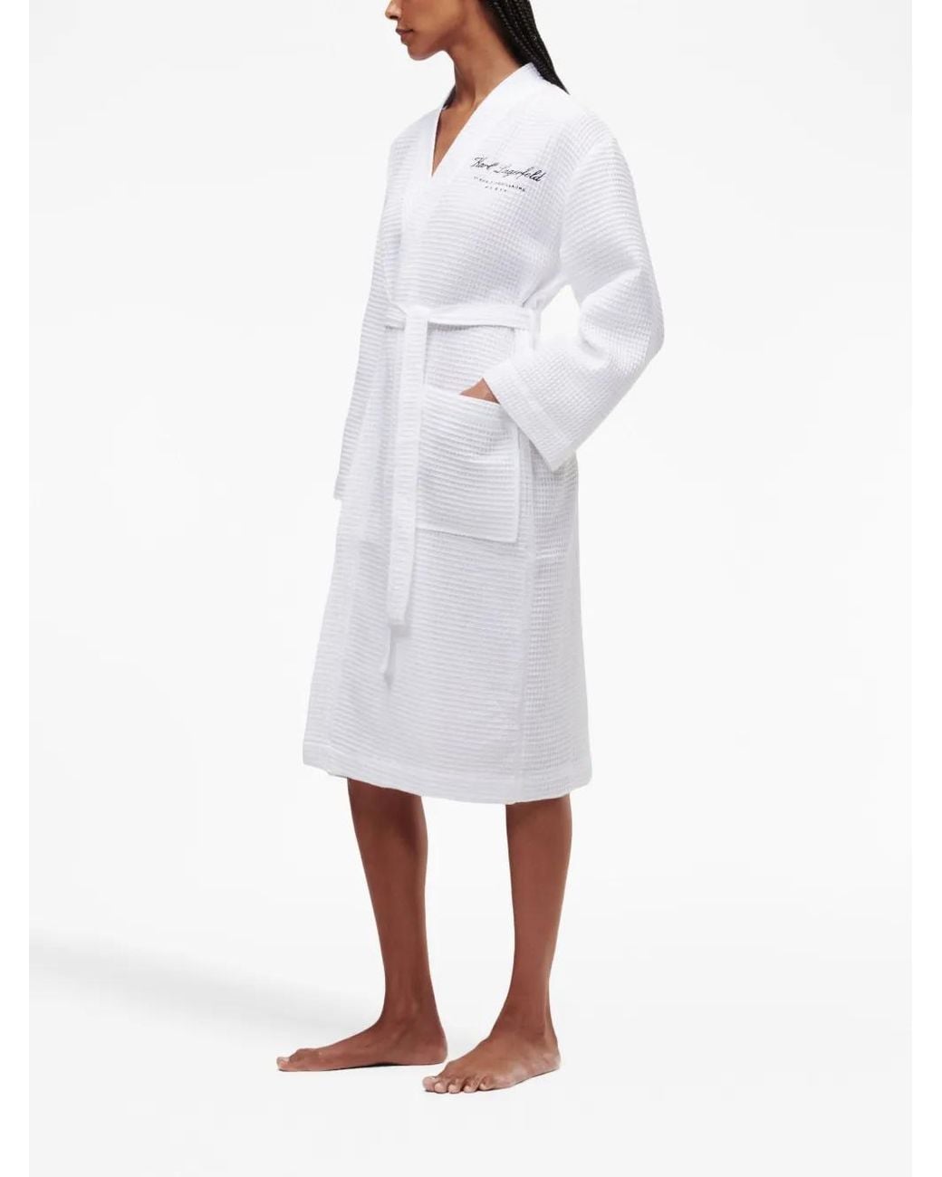 Karl Lagerfeld White Hotel Karl Waffle-Knit Bathrobe