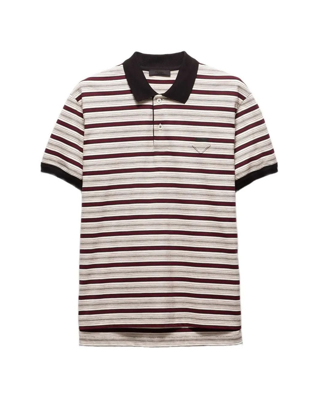 Prada Natural Striped Short-Sleeve Polo Shirt for men