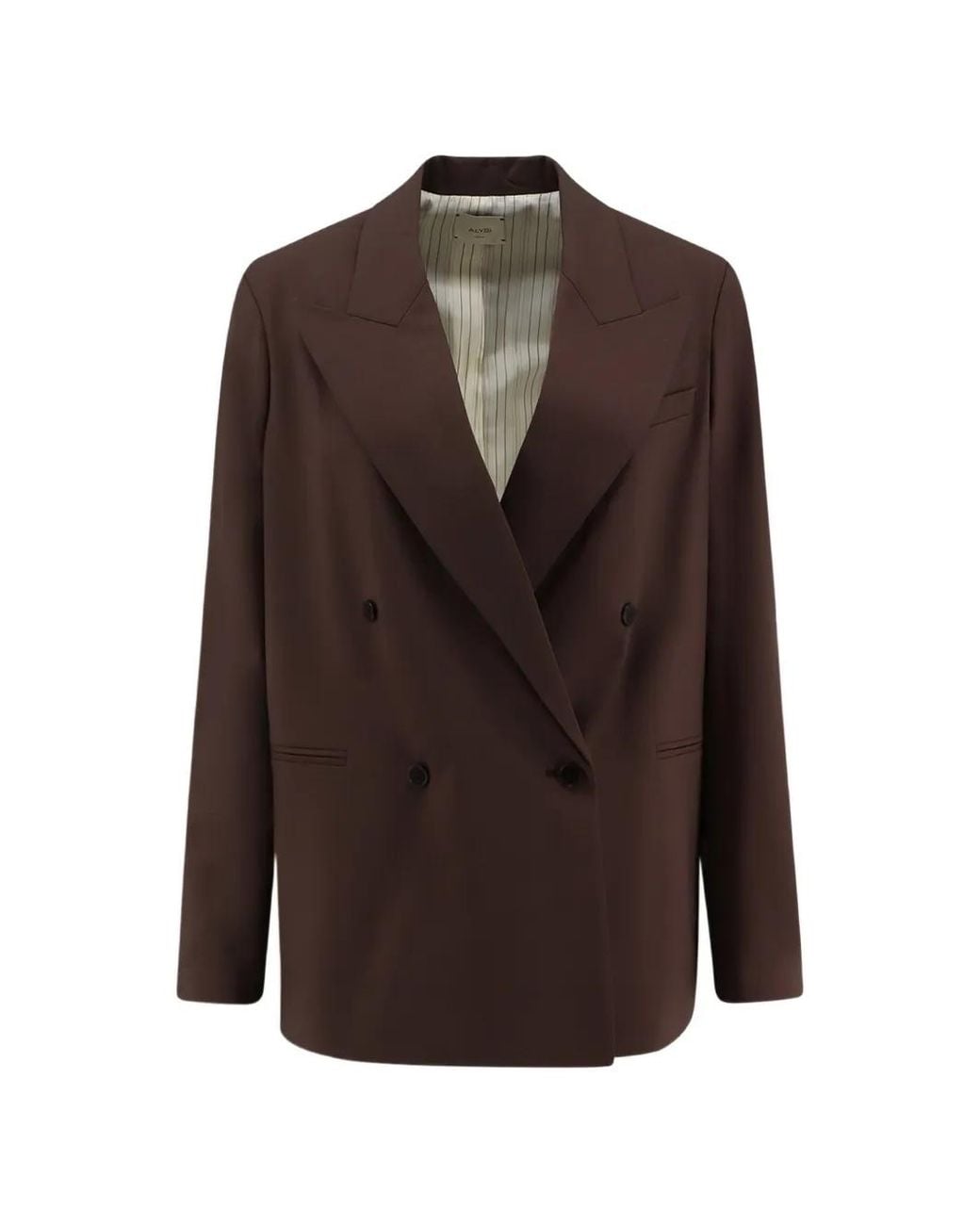 Alysi Brown Double-Breasted Peak-Lapel Blazer