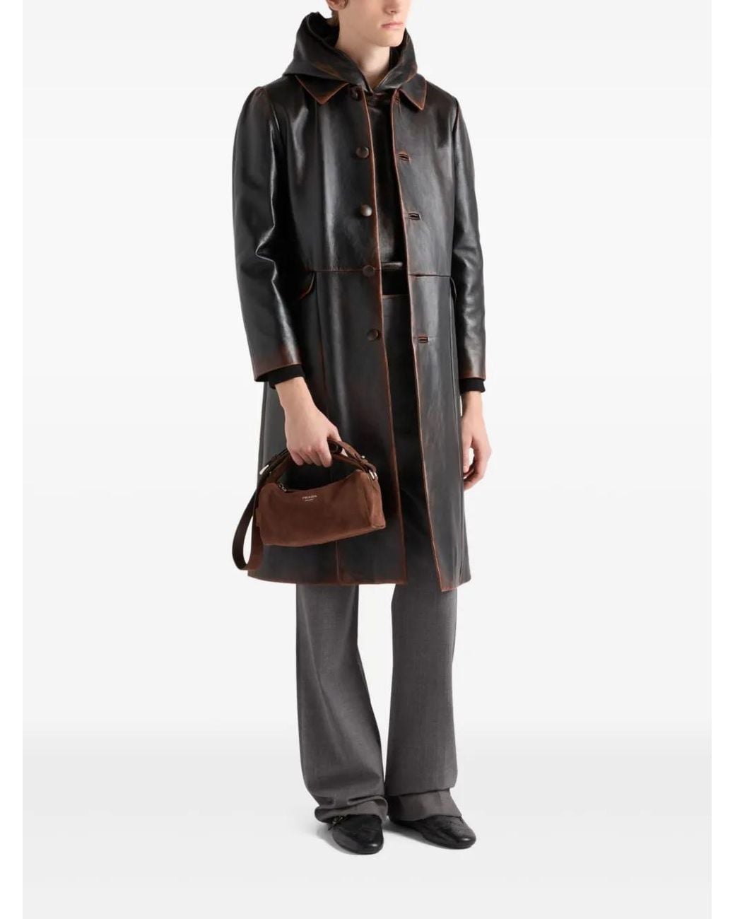 Prada Brown Suede Shoulder Bag for men