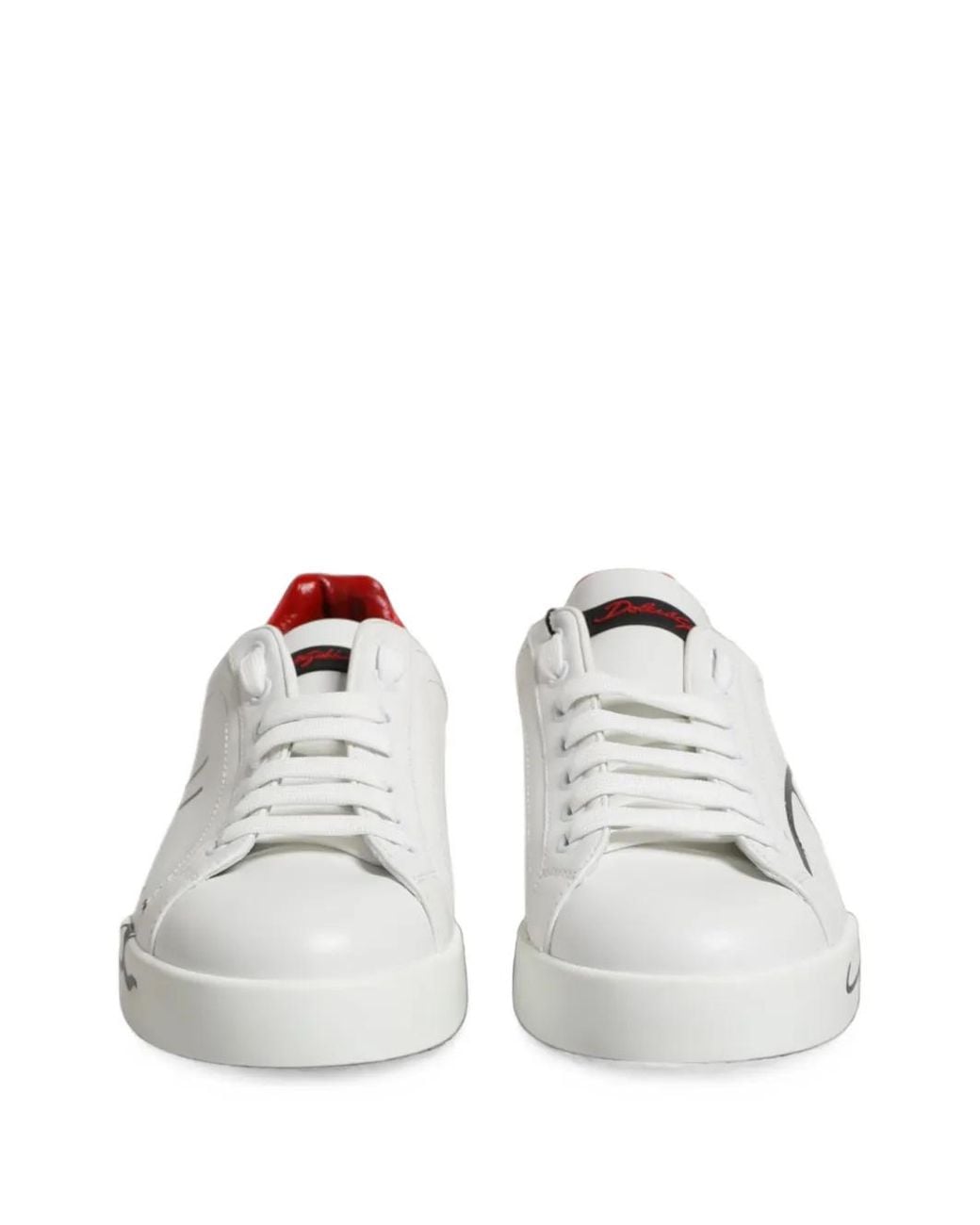 Dolce & Gabbana White Portofino Logo-Print Sneakers for men