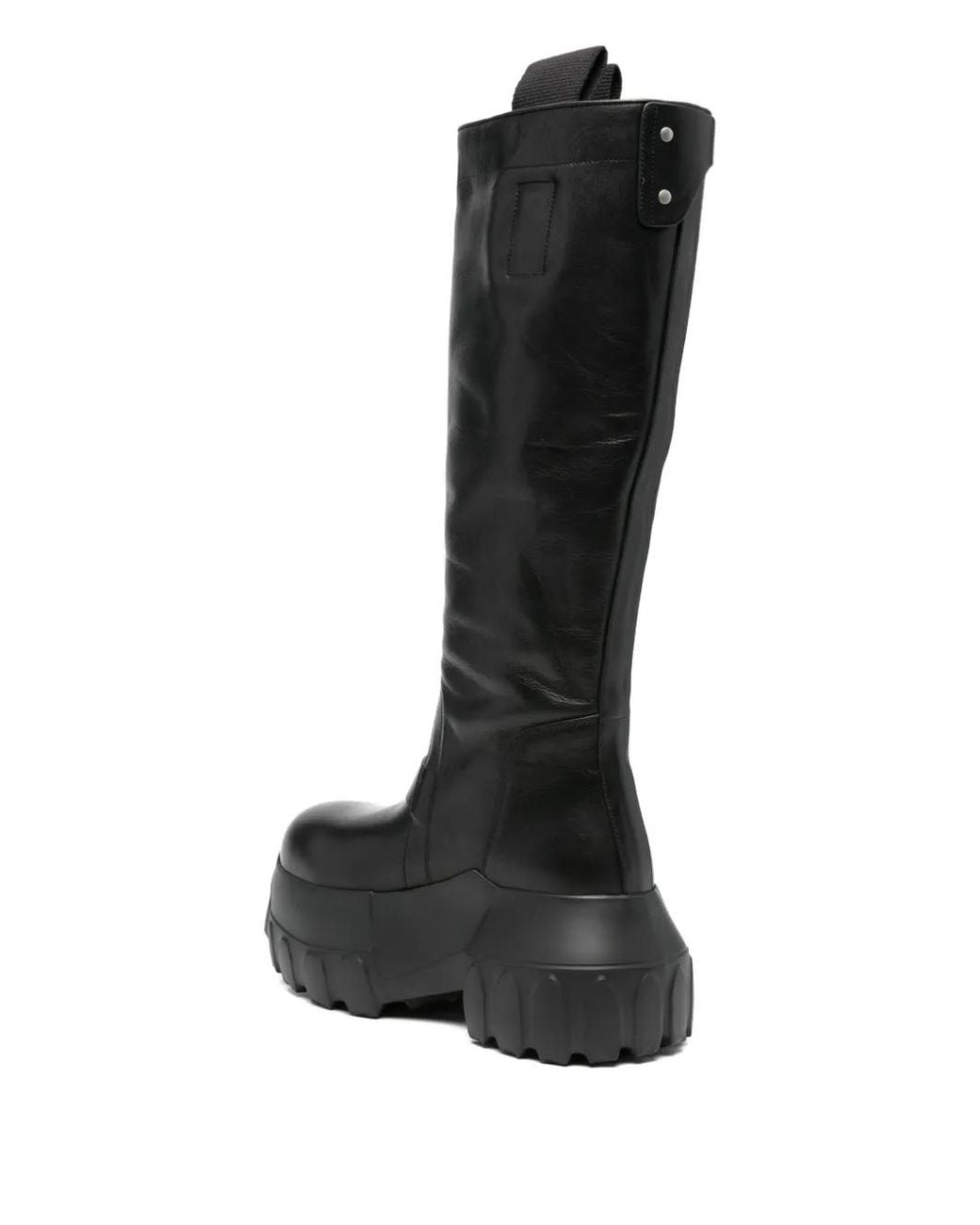 Rick Owens Black Mega Tractor Pull-On Leather Boots