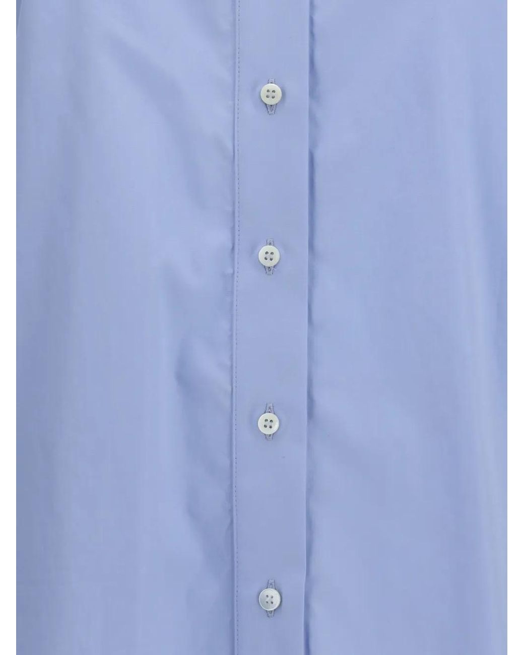 Brunello Cucinelli Blue Bell-Sleeve Cotton Shirt