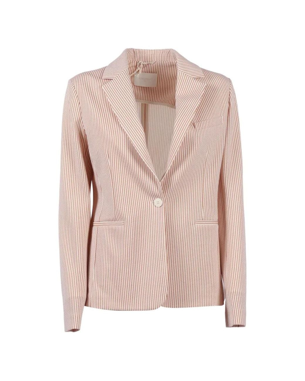 Circolo 1901 Pink Slim-Fit Striped Blazer