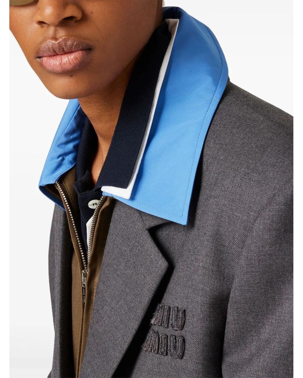 Miu Miu Black Single-Breasted Gabardine Blazer