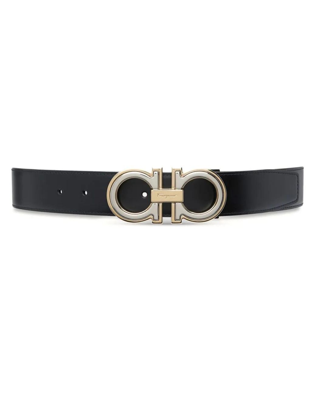 Ferragamo Black Reversible Two-Tone Buckle Belt for men