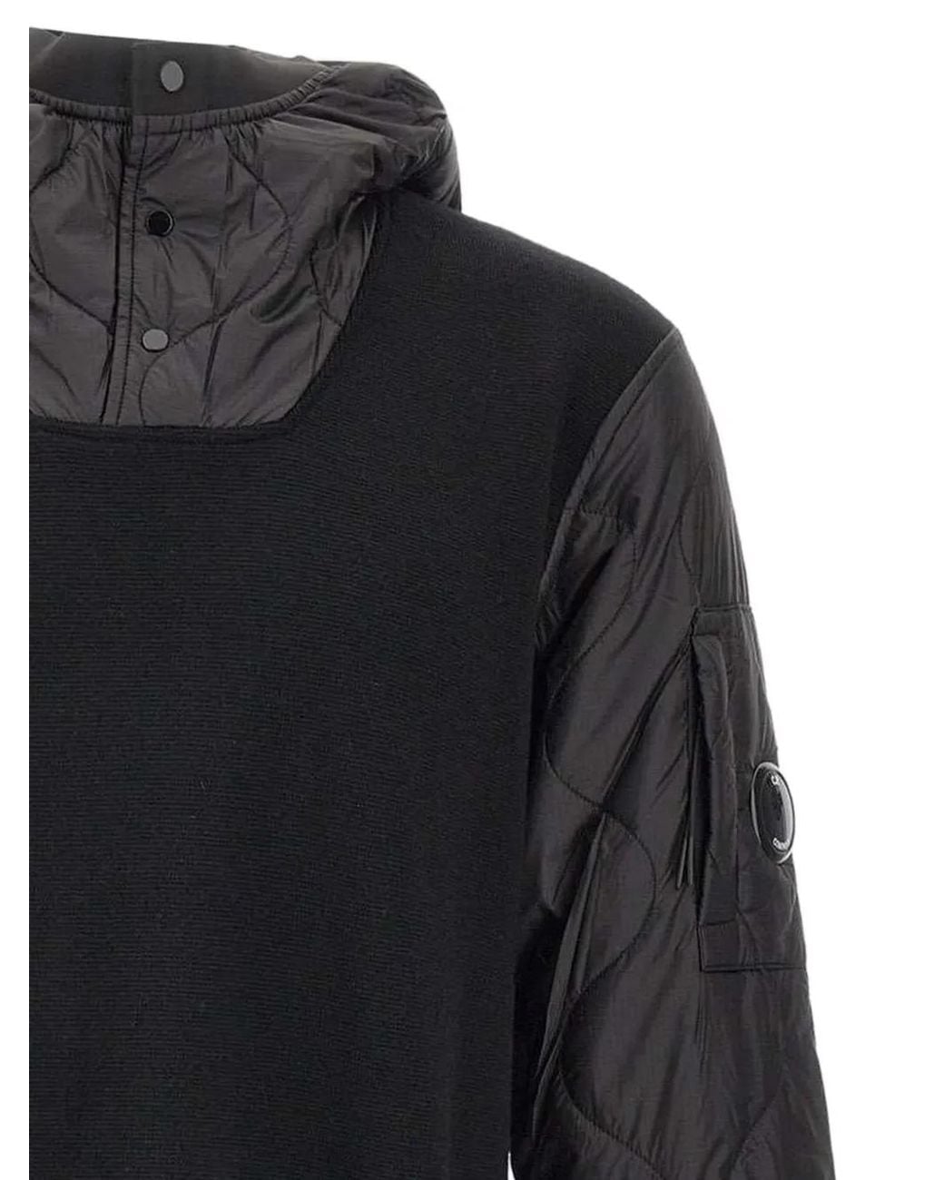 C P Company Blue Wave-Quilted Hoodie for men
