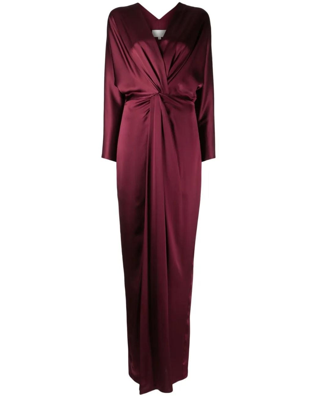 Michelle Mason Purple Twist-Detail Silk Gown