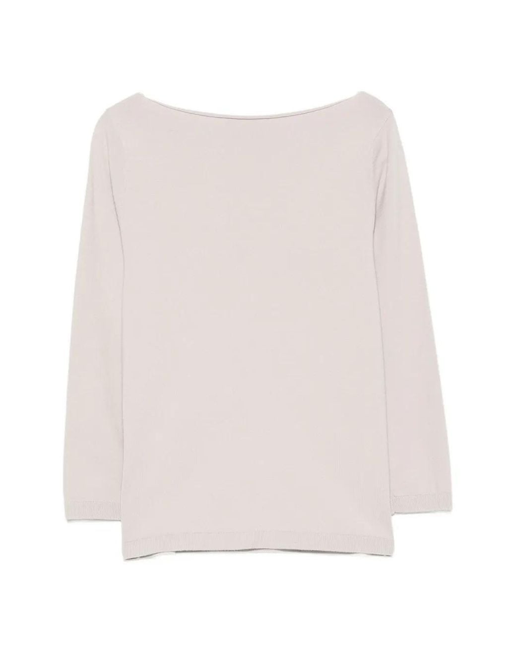 Alpha Studio White Boat-Neck Sweater