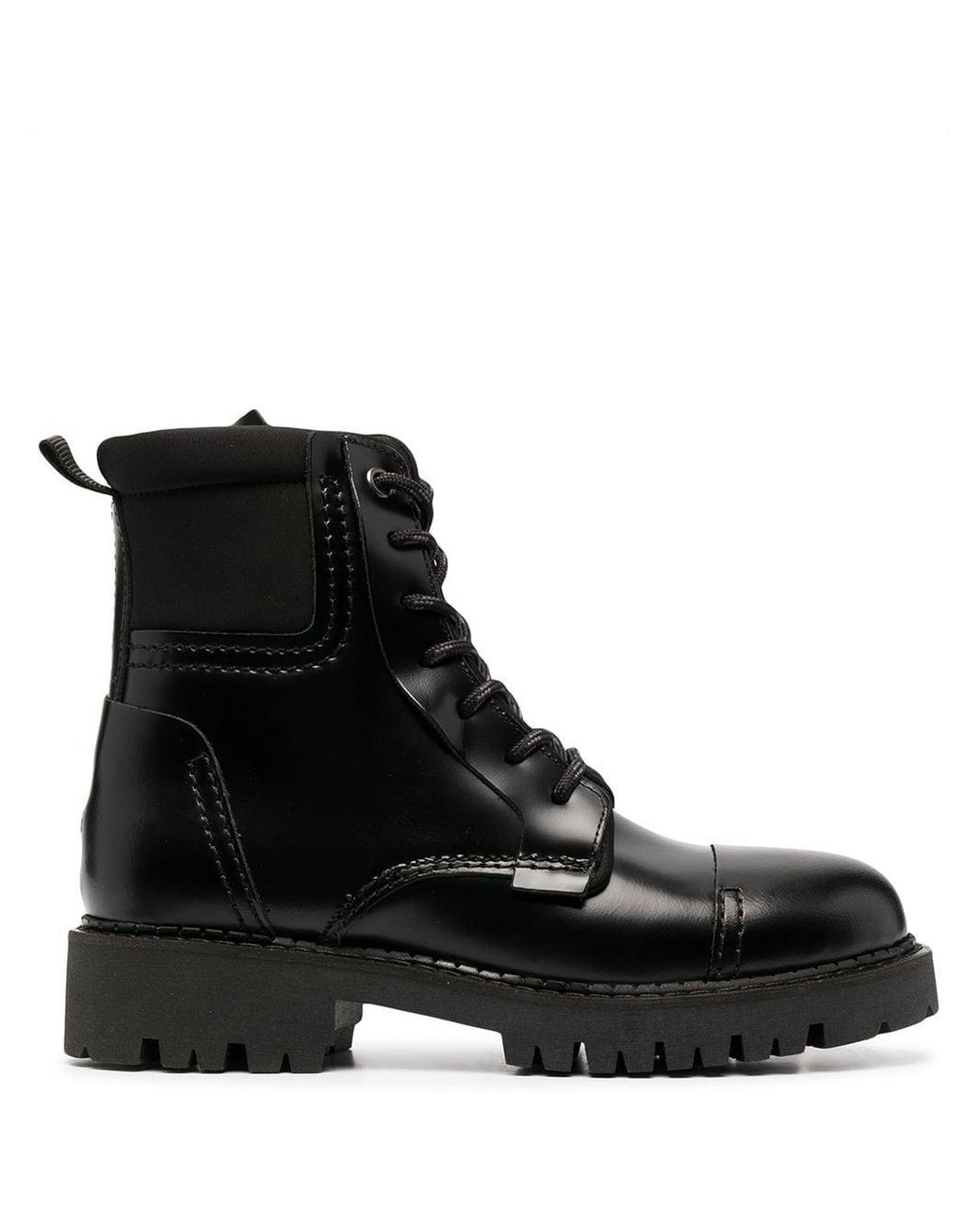 Tommy Hilfiger Leather Lace-up Ankle Boots in Black - Lyst