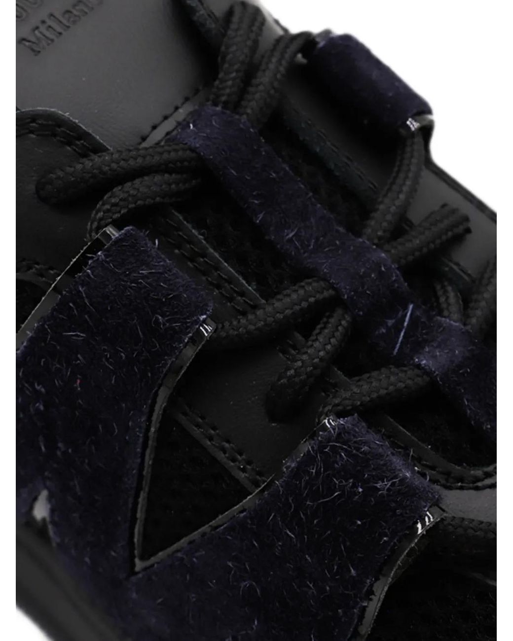 Moschino Black Lace-Up Suede Sneakers for men
