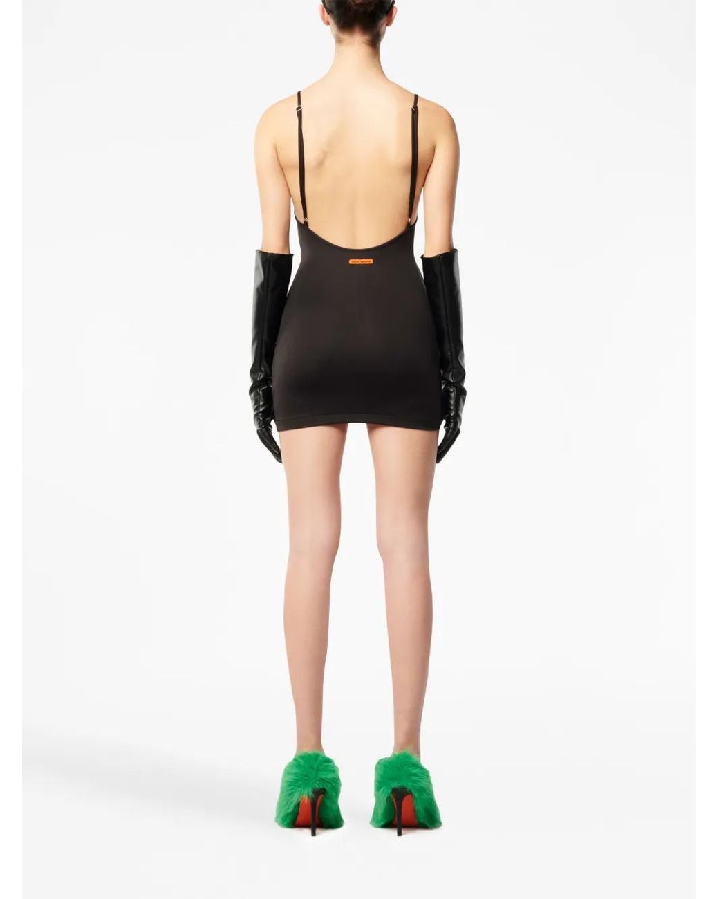 Heron Preston Black Lace-Up Strech Minidress
