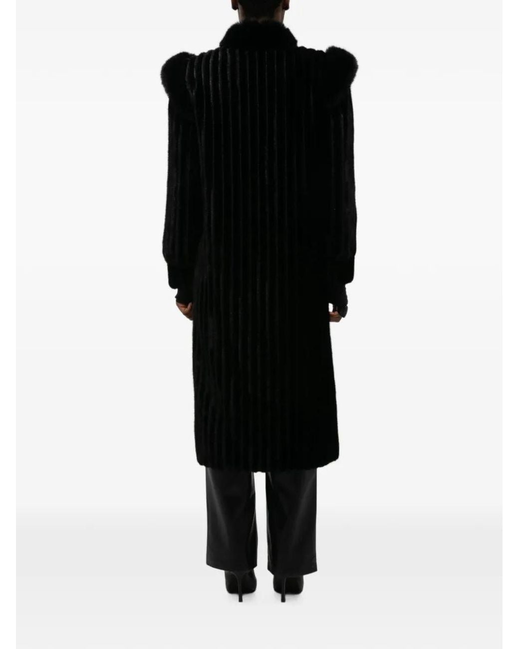 DUCIE Black Gemma Faux-Fur Coat