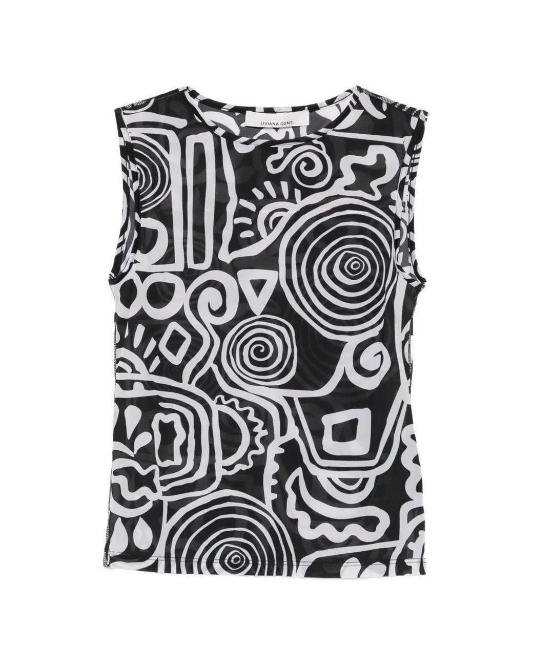 Liviana Conti White Abstract-Print Sleeveless T-Shirt