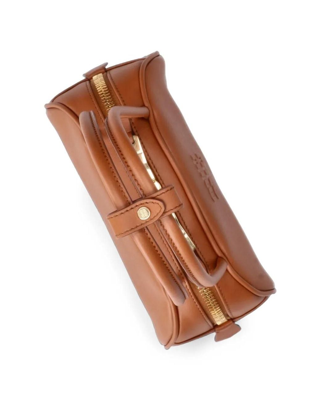 Miu Miu Brown Logo-Embossed Leather Shoulder Bag