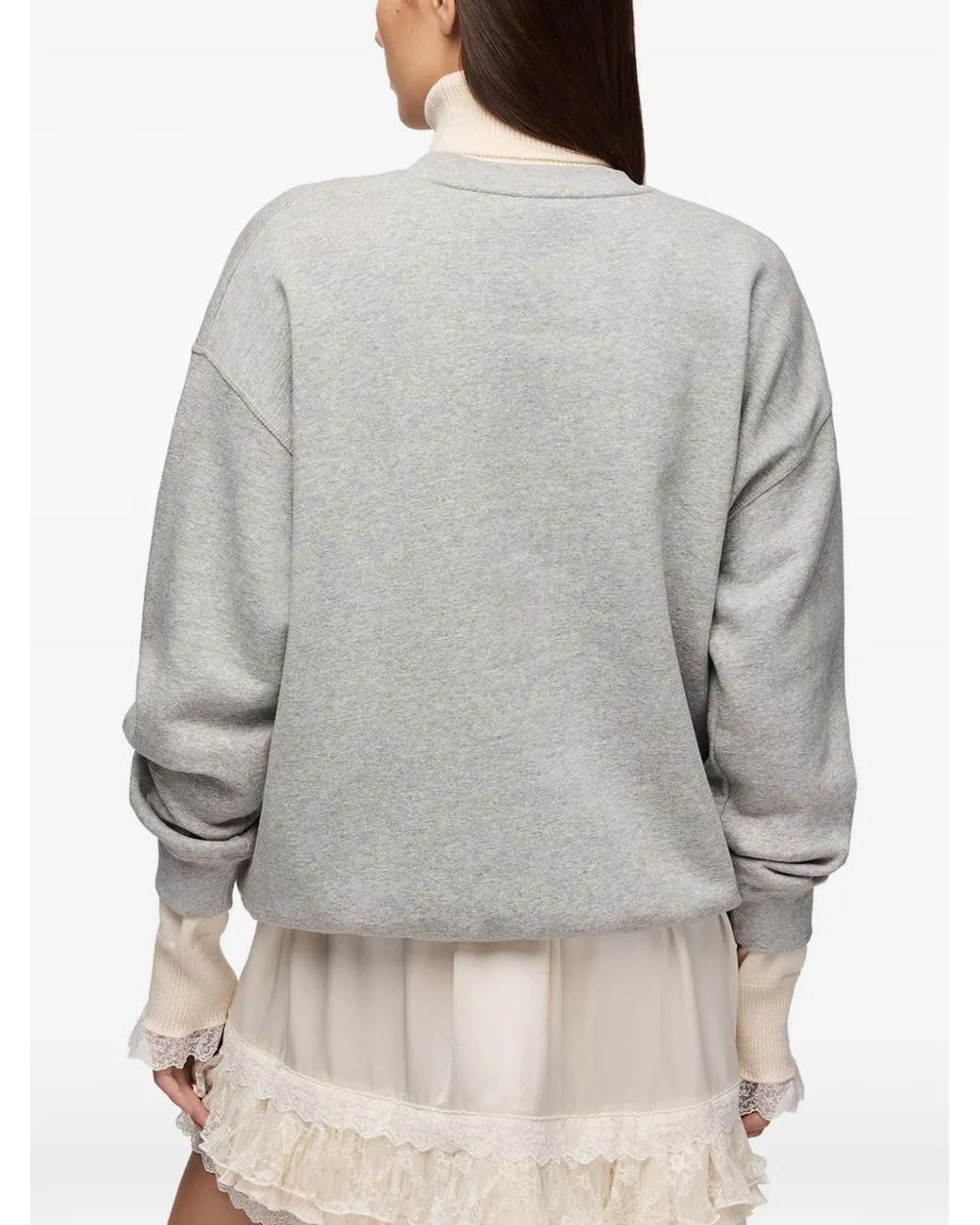 Ganni White Crewneck Sweatshirt With Forest Teddy