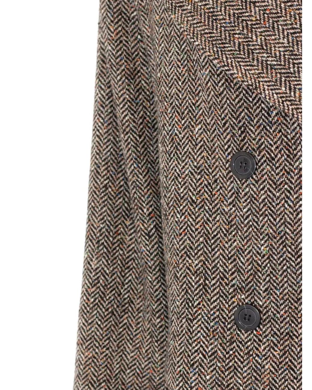 Momoní Brown Herringbone Double-Breasted Jacket