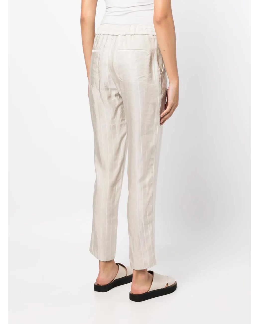 Lorena Antoniazzi Natural Striped Slim-Cut Trousers