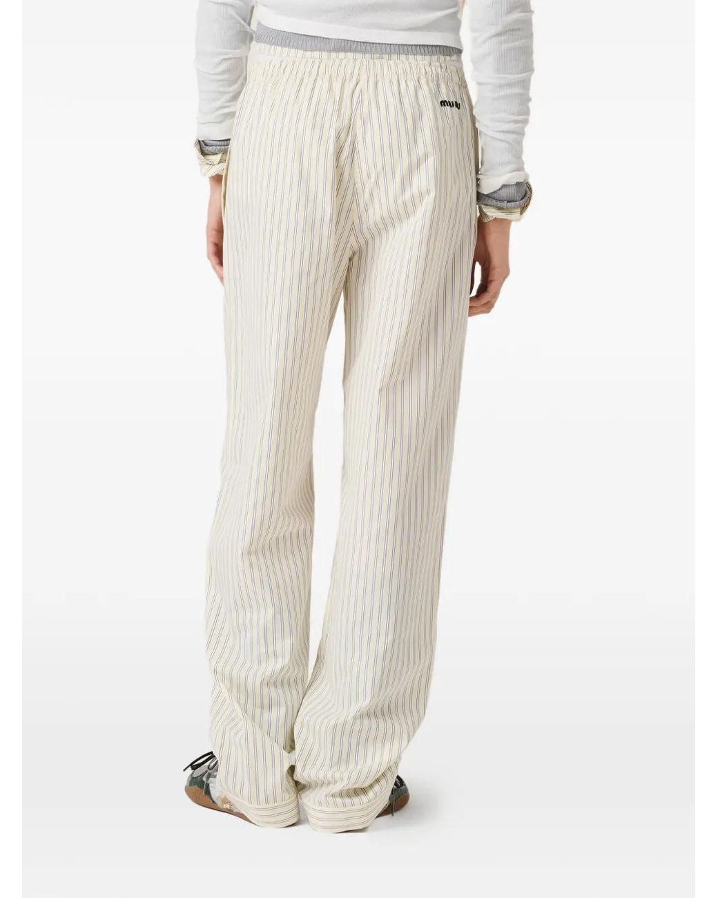 Miu Miu White Striped Poplin Pajama Pants