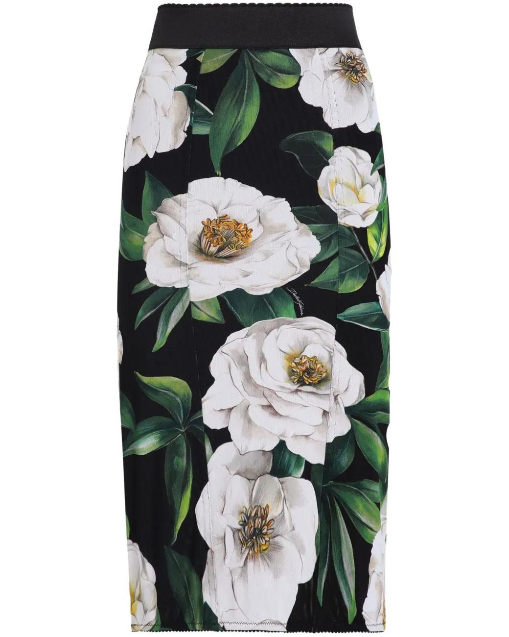 Dolce & Gabbana Green Floral Synthetic Knee-Length Skirt