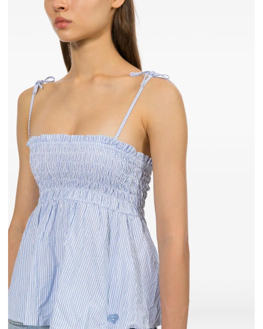 AAPE BY A BATHING AP White Striped Smocked Top