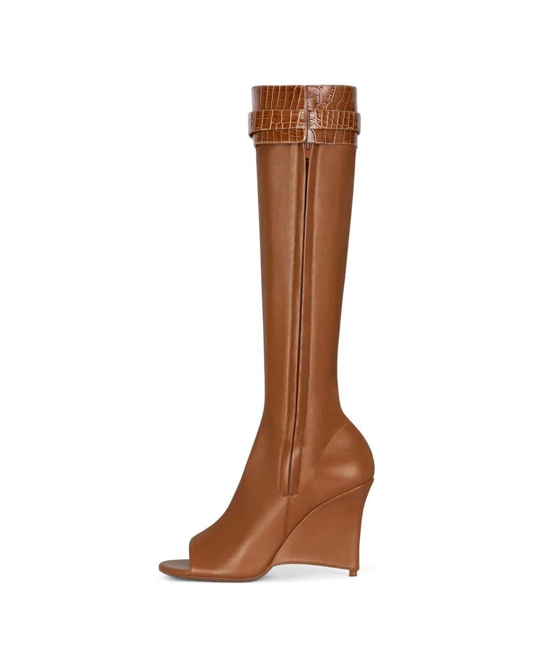 Givenchy Brown Leather Croc-Effect Sandals
