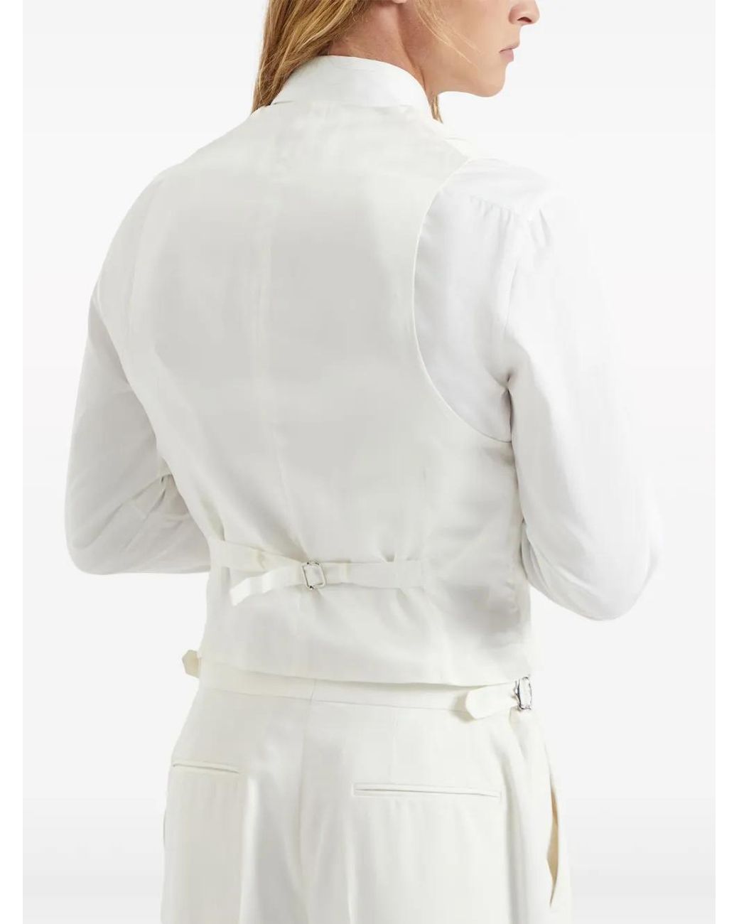 Brunello Cucinelli White Shawl-Lapels Silk Waistcoat for men