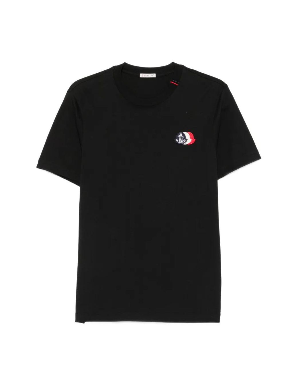 Moncler Black T-Shirt En Coton À Logo for men