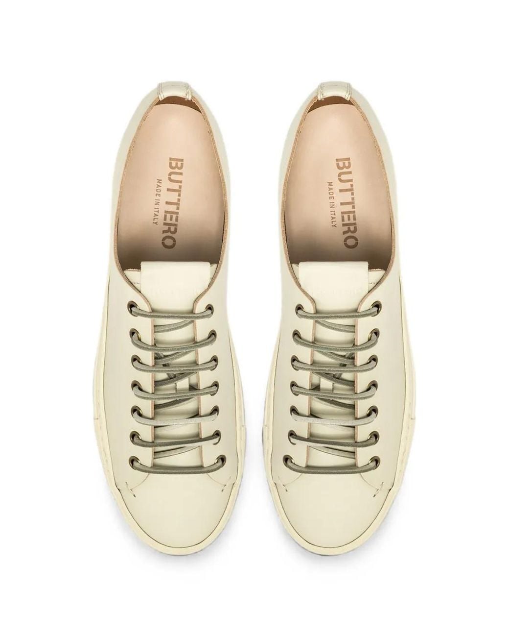 Buttero Natural Lace-Up Leather Low-Top Sneakers for men