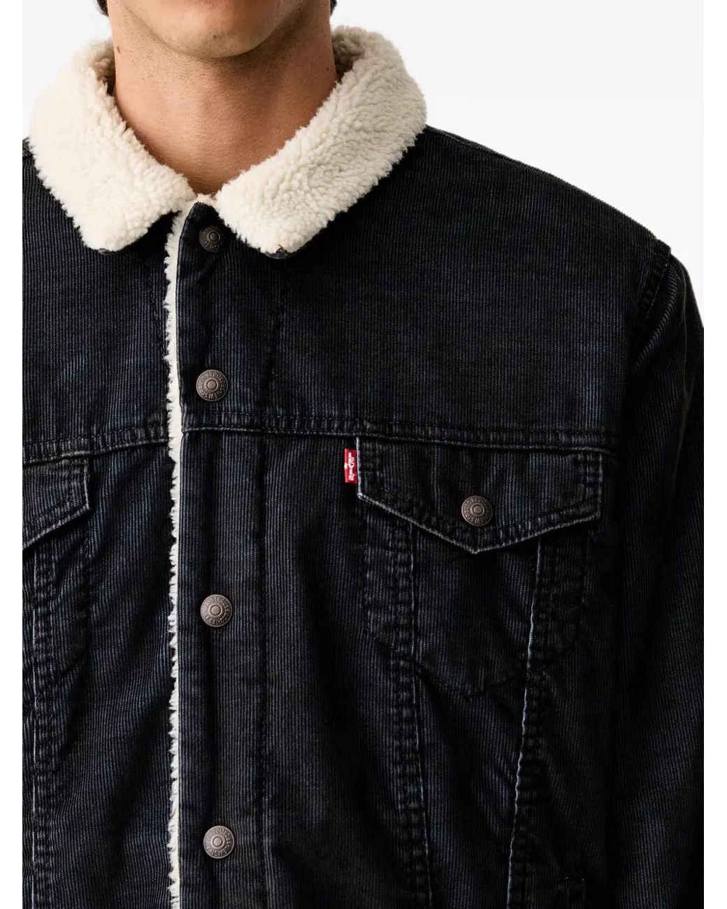 Levi's Black Type Iii Corduroy Shearling-Collar Trucker Jacket for men