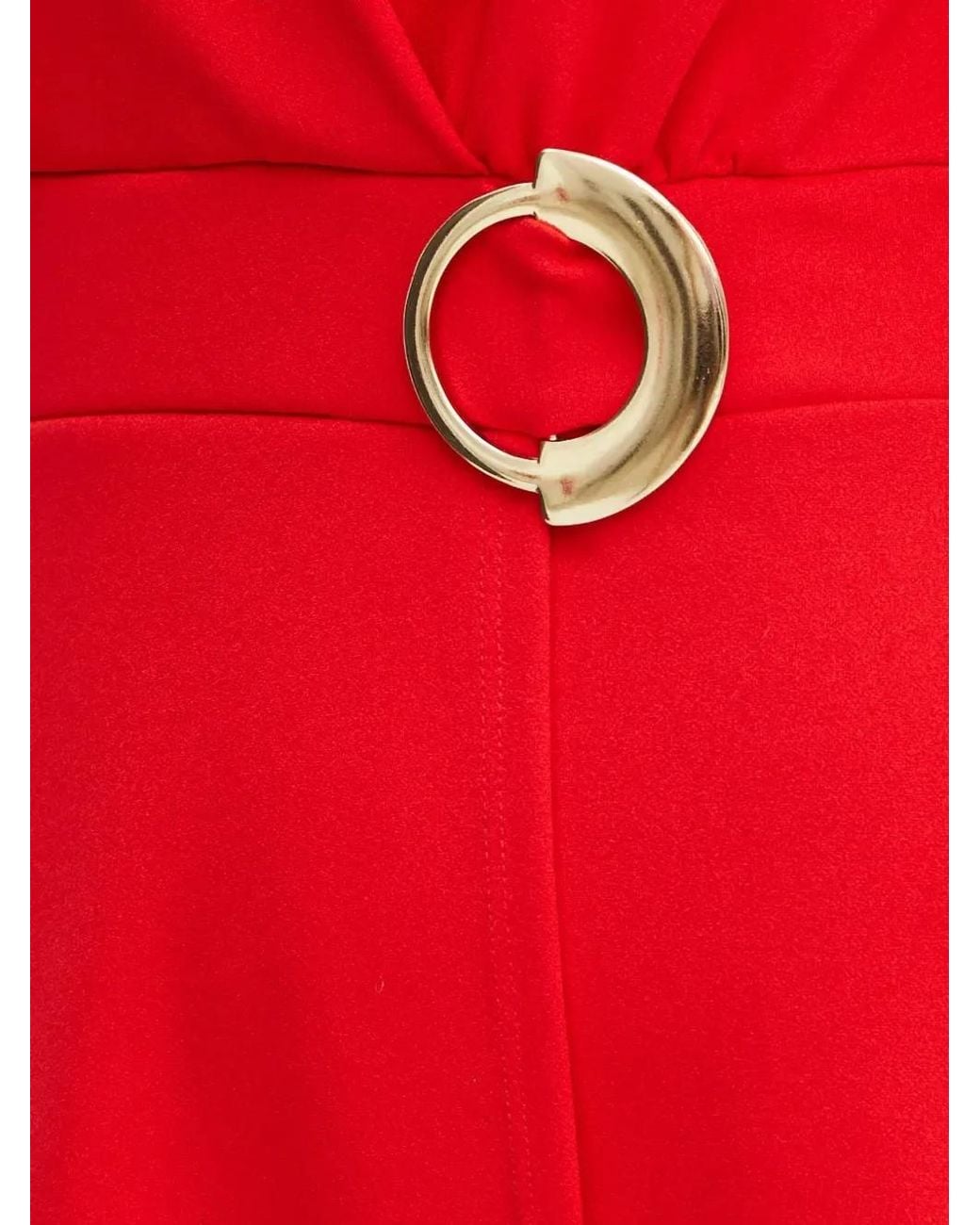 Morgan Red Buckle-Detail Mini Dress