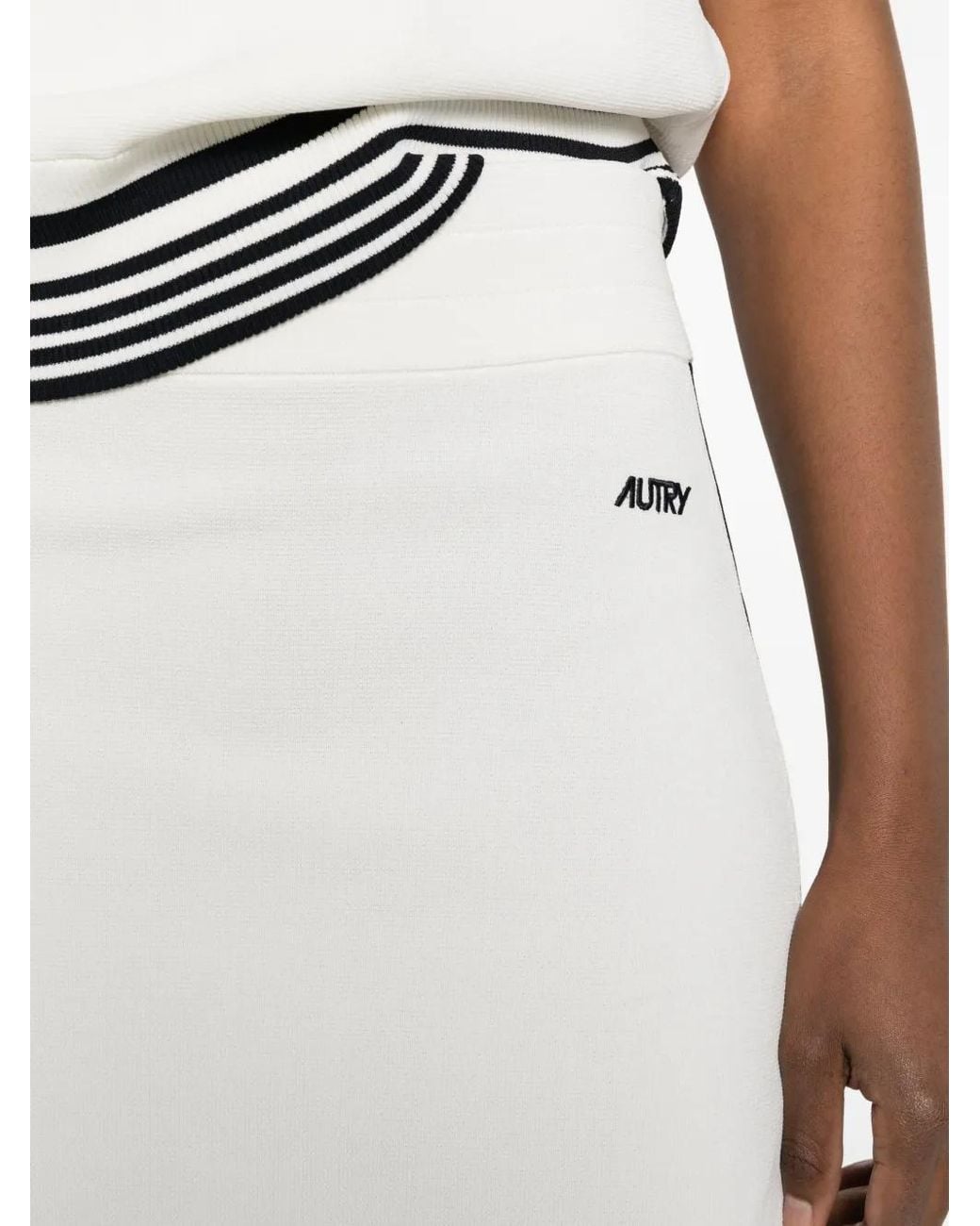 Jupe Rayé À Logo Imprimé Autry en coloris White