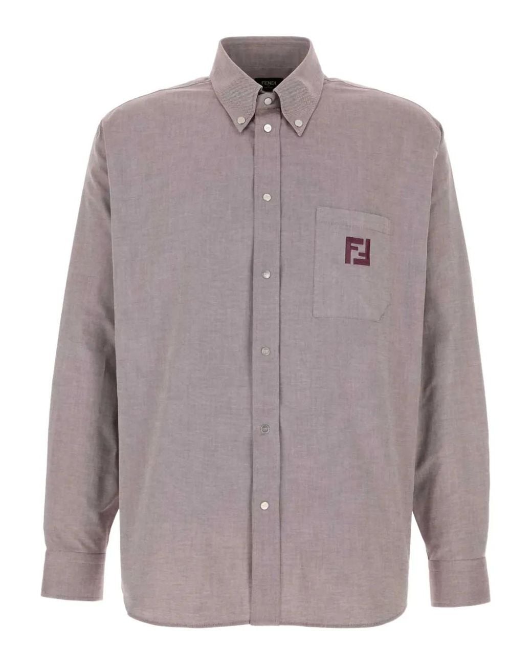 Fendi Purple Shirt With 'Ff' Embroidery for men