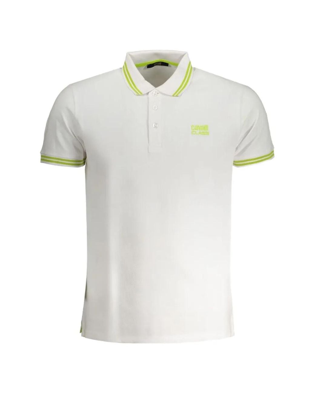Roberto Cavalli White Polo À Logo Brodé Et Finitions Rayées for men